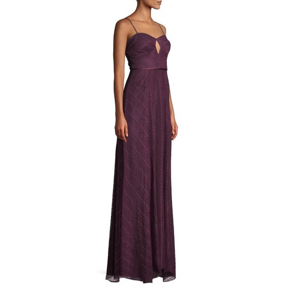 Jill Jill Stuart Eliza Lace Slip Gown Sweetheart Neckline Cutout Purple Size 6 - Picture 3 of 10
